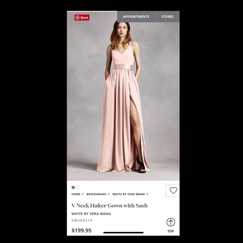 Vera Wang V Neck Halter Gown with Sash- Used Once